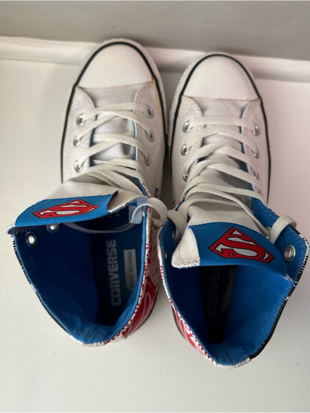 Converse White, Red & Blue Superman High-Top Sneakers - Picture 4 of 7